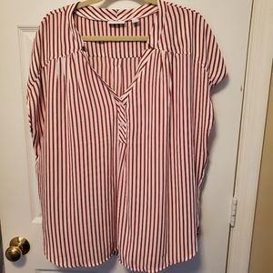 Red and White Striped Summer Top XXL